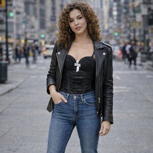 Victoria’s Secret Sexy Little Things Chemise Black Ruffles Ruched Lace Size 34B